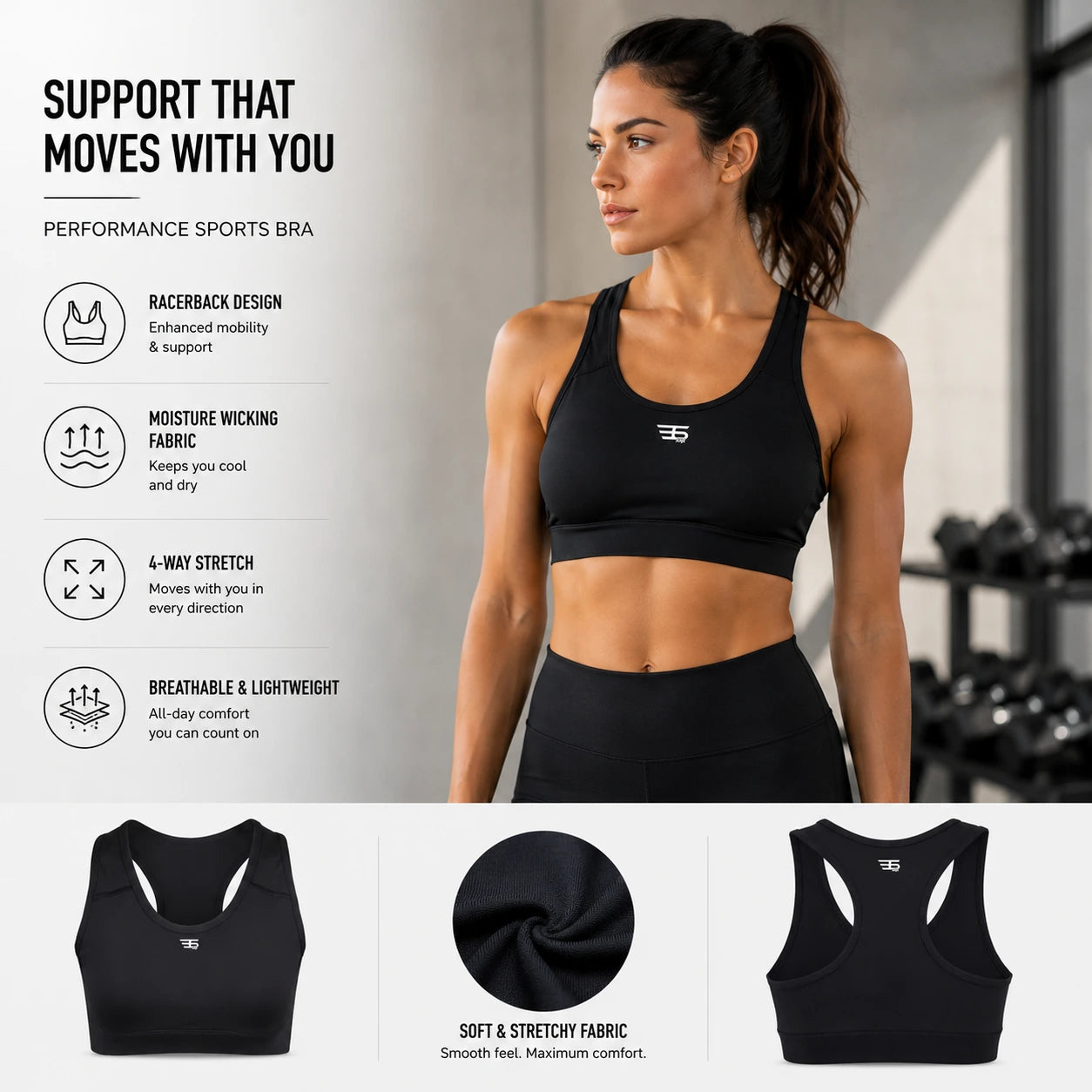 PowerCurve Sports Bra – Black Edition