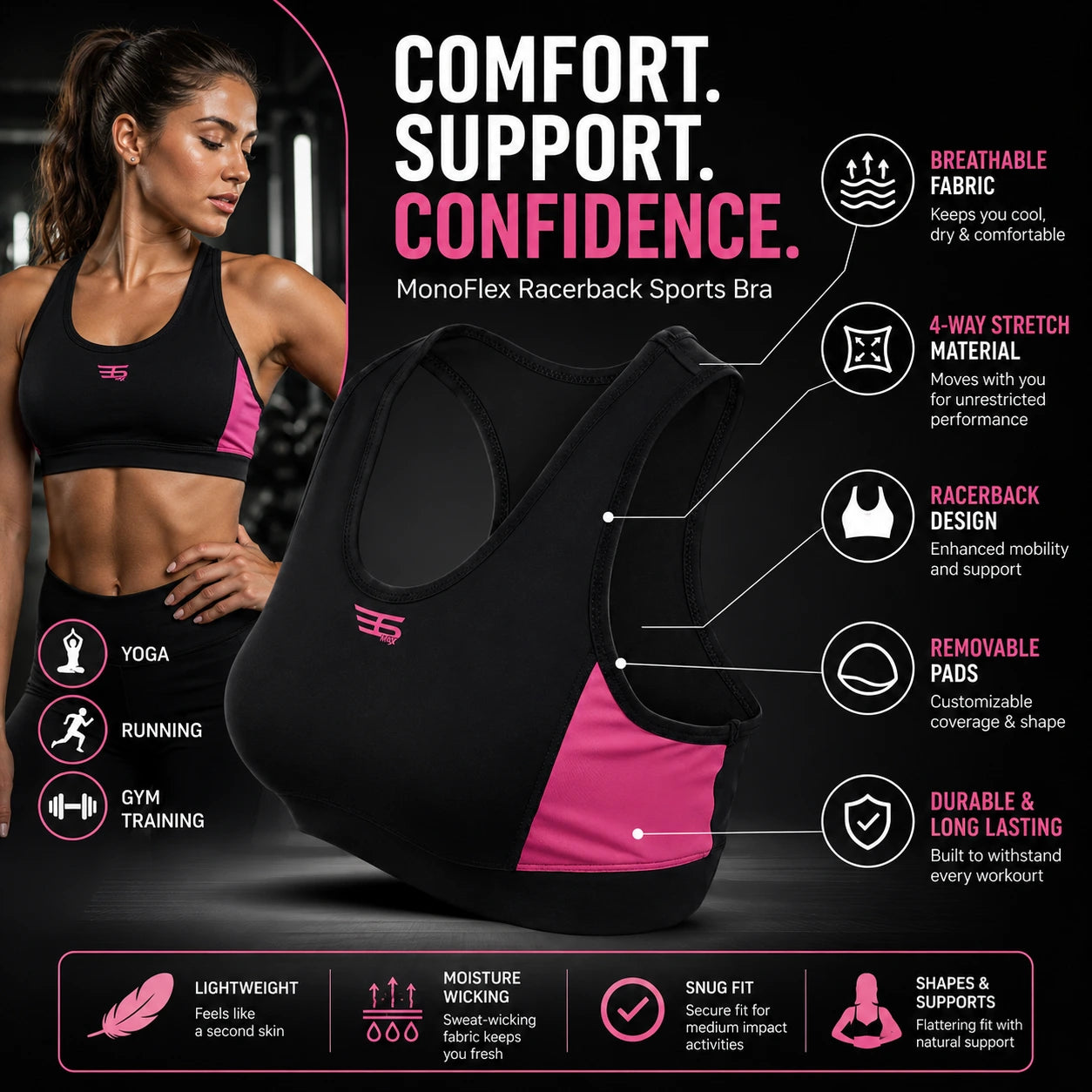 MonoFlex Racerback Sports Bra Set