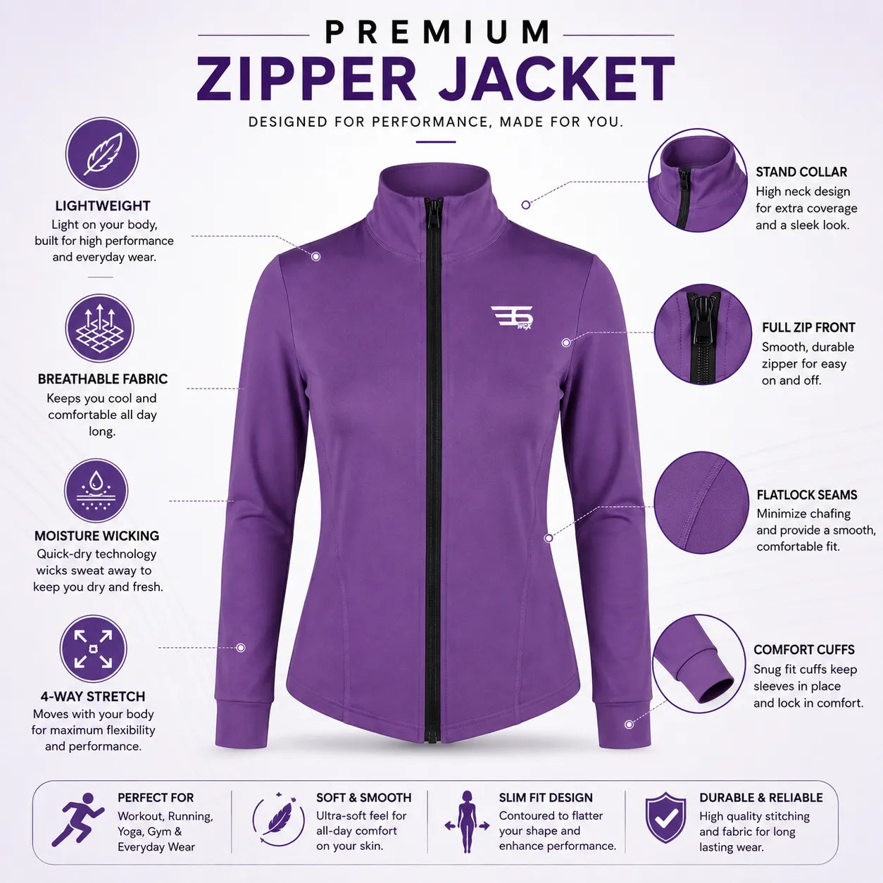 Long Sleeve Zip-Up Sports Top Edition