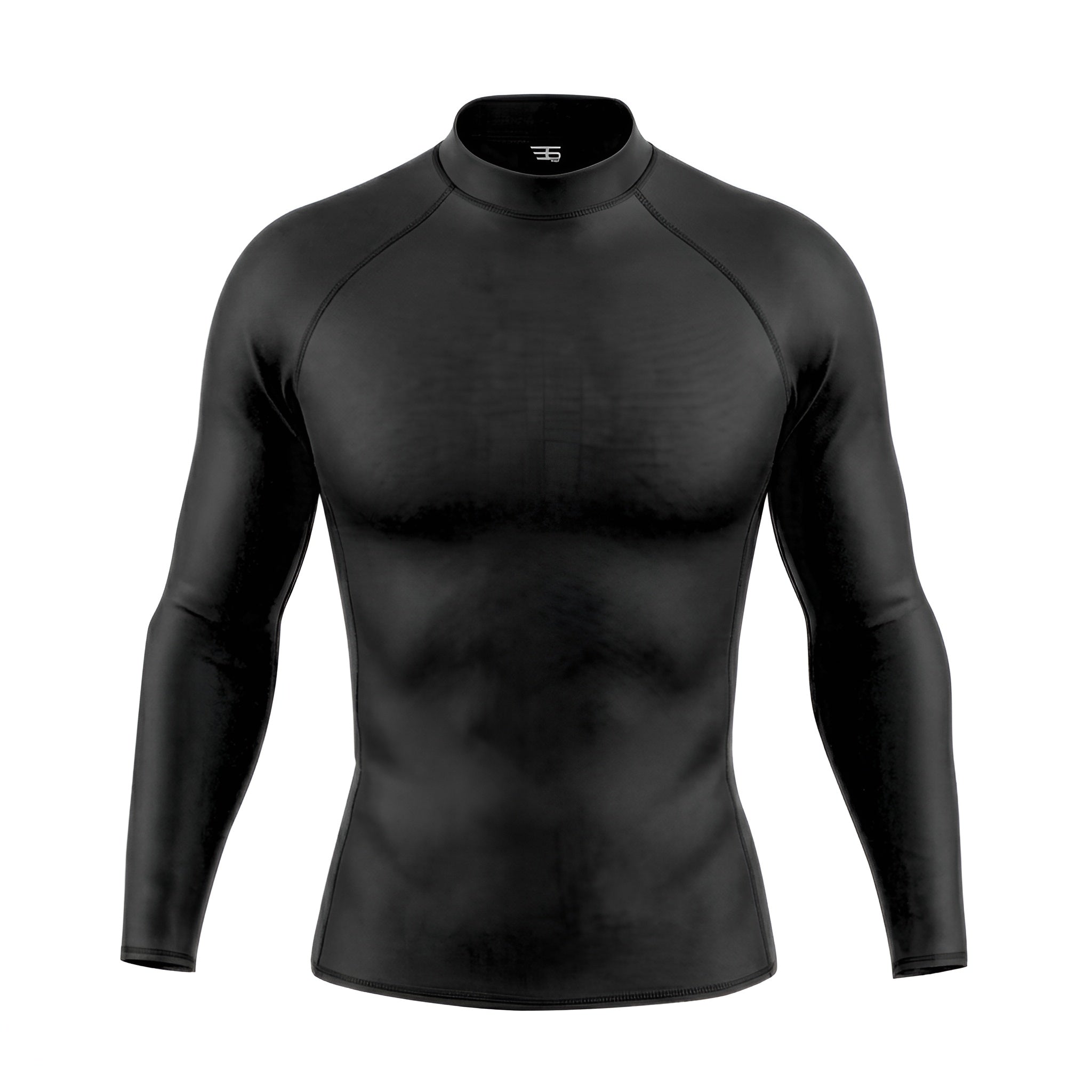 Black long-sleeve compression shirt on a white background