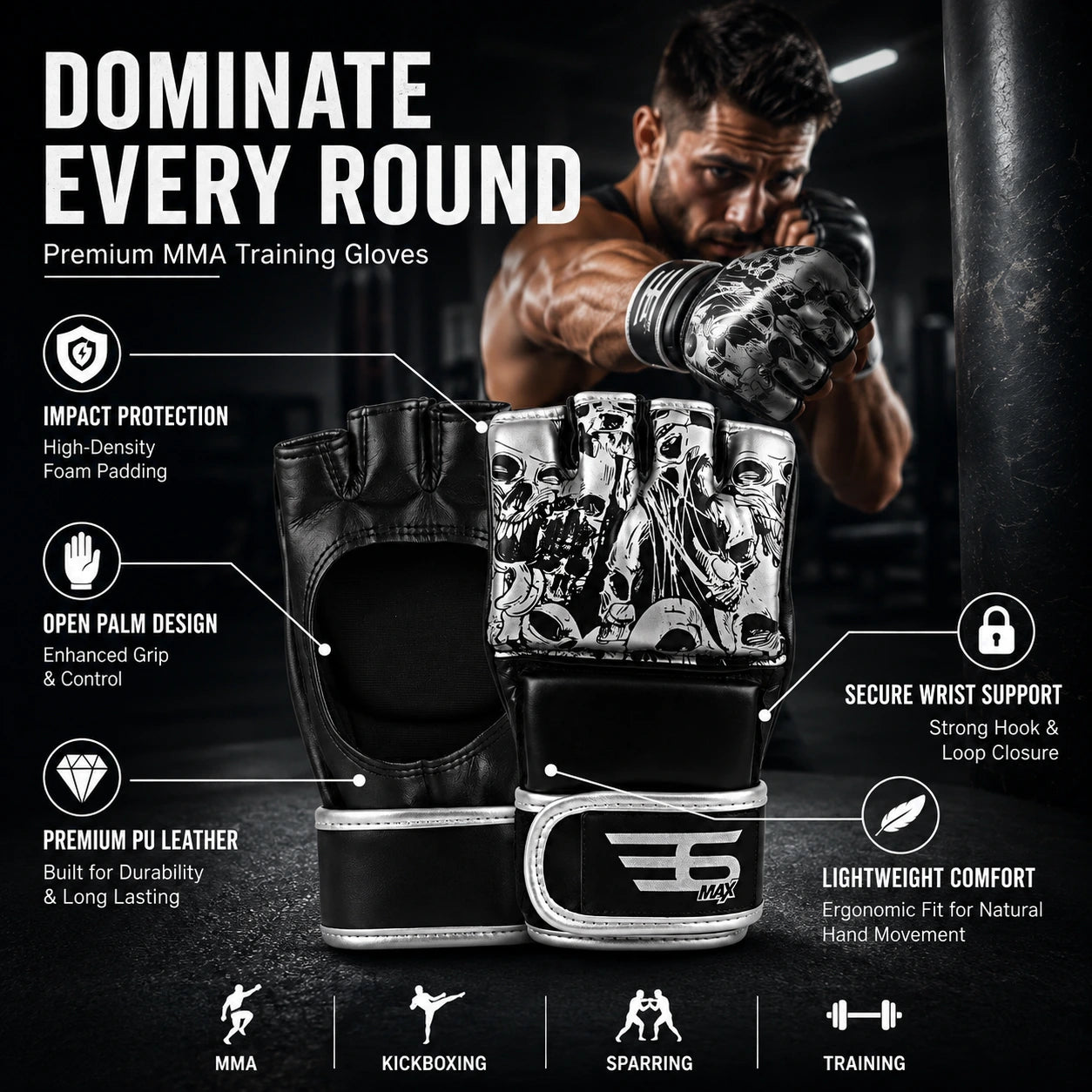 Elite Warrior MMA Fingerless Gloves